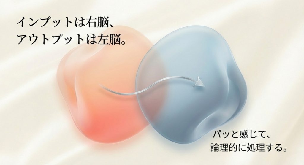 インプットとアウトプットの仕組みを示す画像。