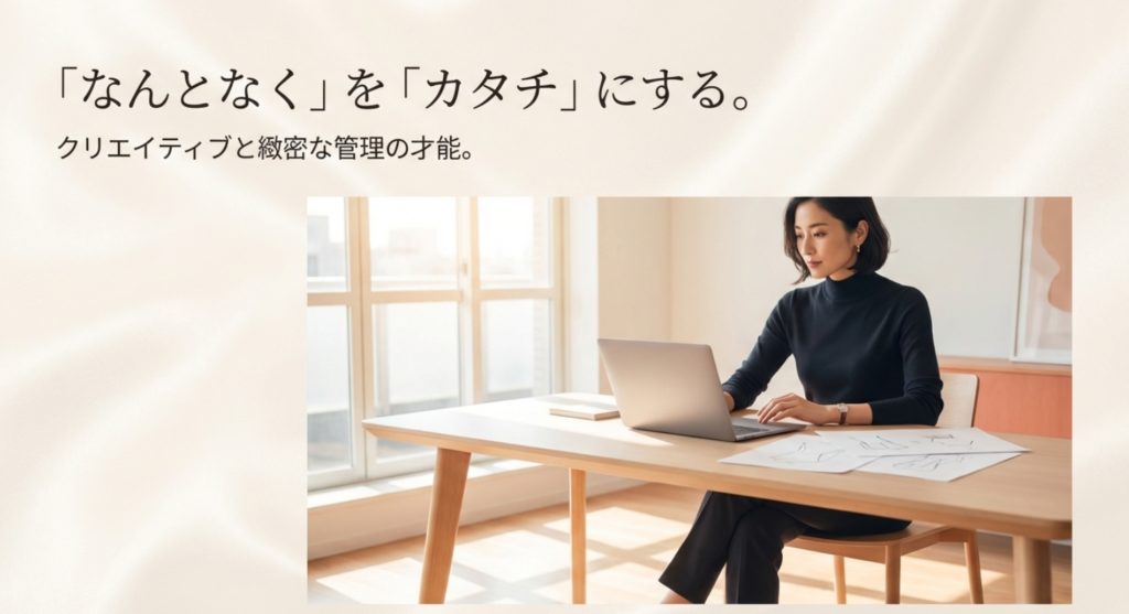 クリエイティブな才能を活かせる適職を示す画像。