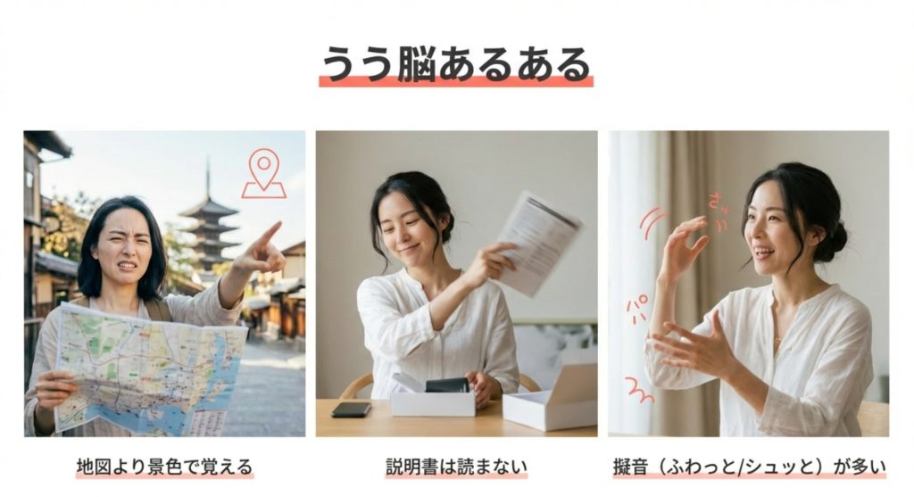 感受性豊かなうう脳の女に共通するあるあるエピソードを示す画像。