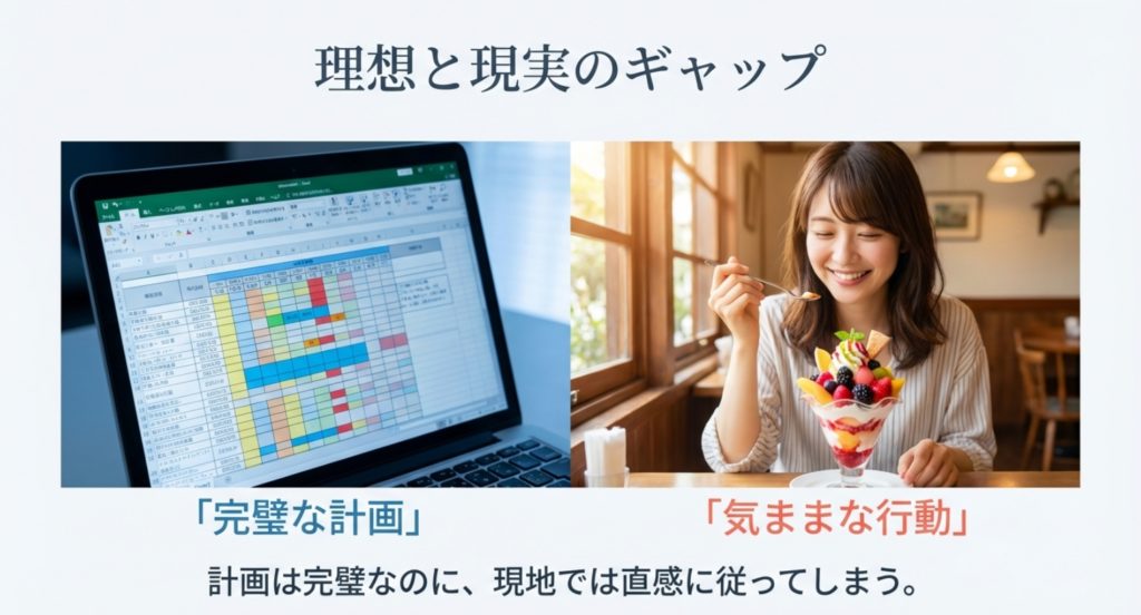 自己矛盾を抱えやすいさう脳のあるあるを示す画像。