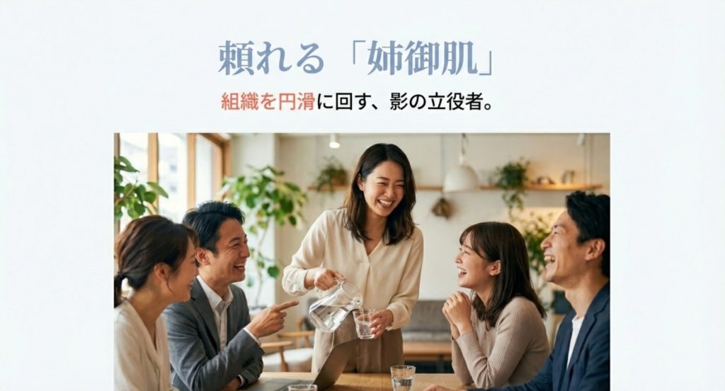 姉御肌で面倒見が良い周囲からの見え方を示す画像。