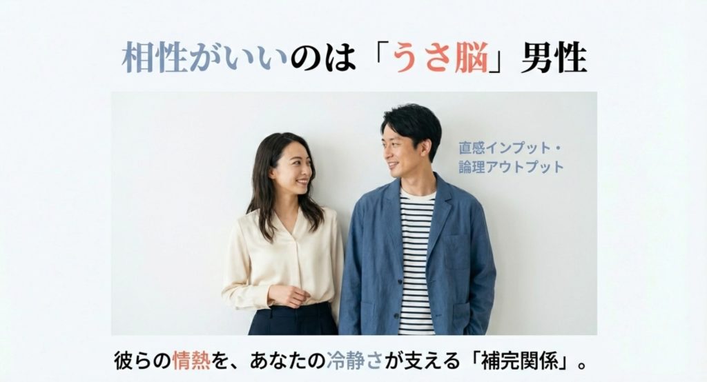 さう脳の女性と相性が良い男性のタイプを示す画像。