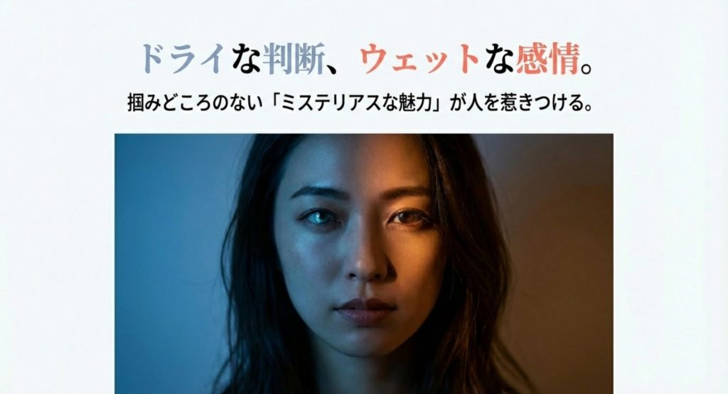 ドライさとウェットさが共存する対人印象を示す画像。