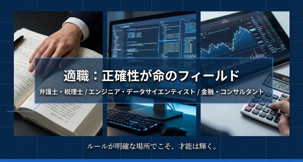 ささ脳の適職に共通する高度な専門性と正確性を示す画像。