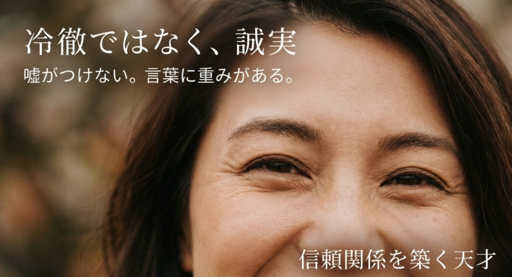 クールで冷たいと思われがちな周囲からの印象を示す画像。