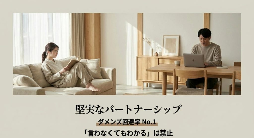 恋愛傾向と誠実なパートナーシップの築き方を示す画像。