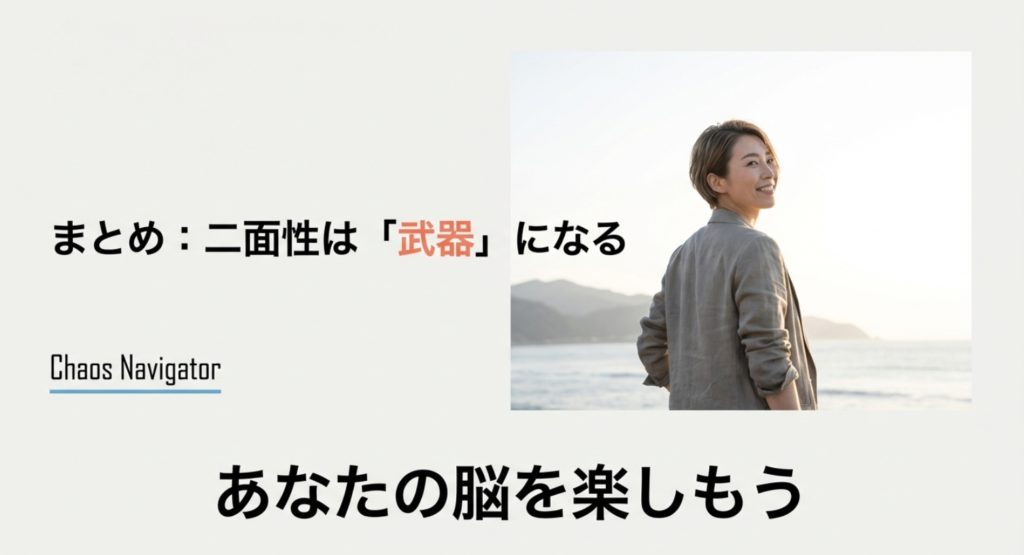 まとめとして知るさう脳が天才として輝くための秘訣を示す画像。