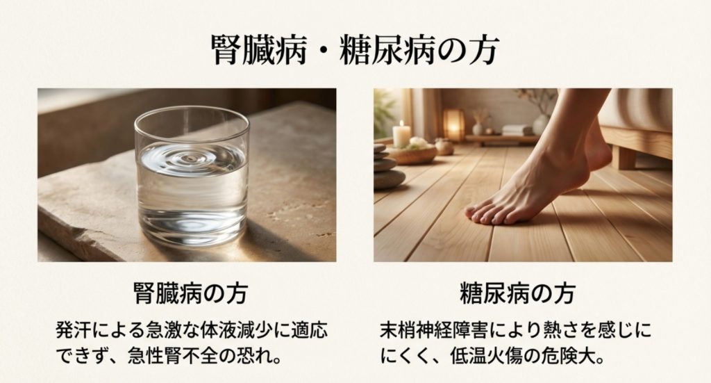 透析や腎臓病を抱える方の脱水症状対策を示す画像。