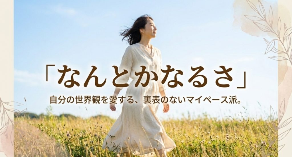 楽天家でマイペースなうう脳女の心理を示す画像。