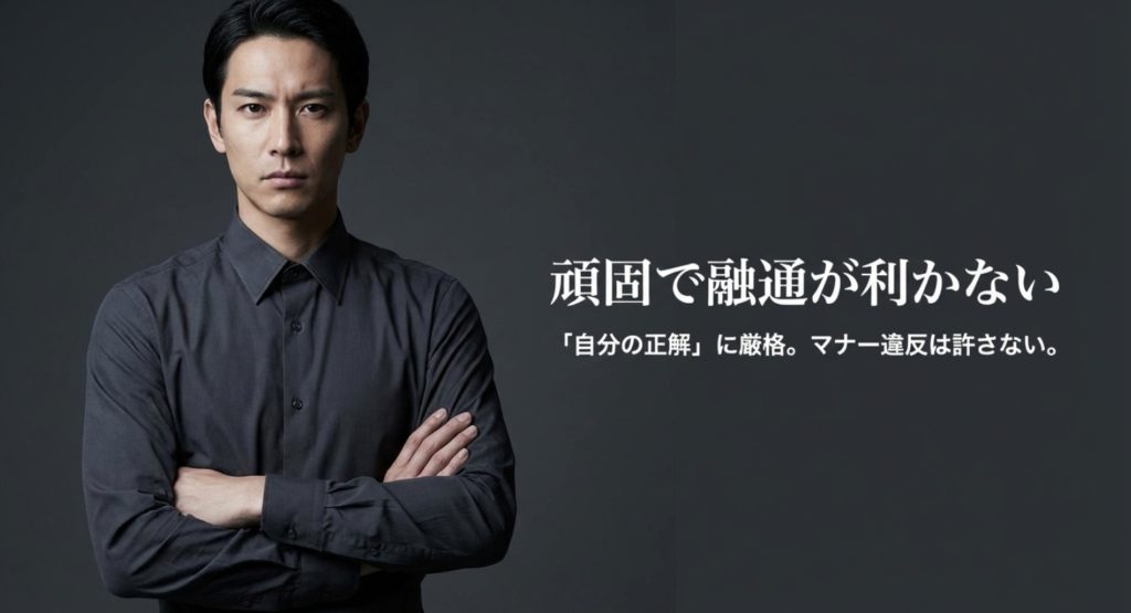 頑固で融通が利かないと言われるうさ脳男の欠点を示す画像。