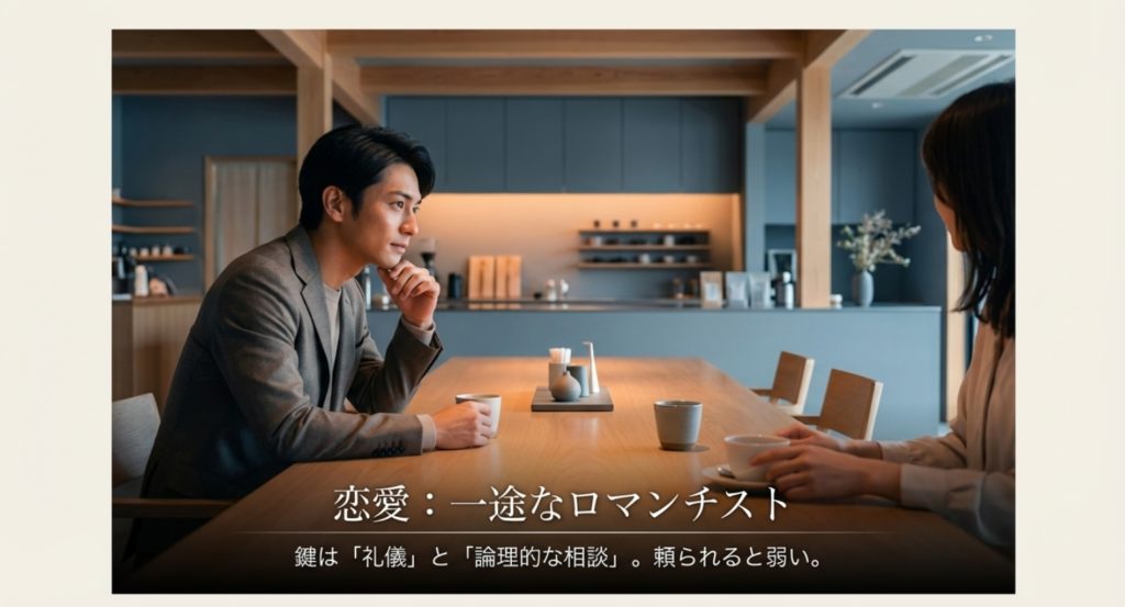 クールで情が深いうさ脳男の恋愛観と落とし方を示す画像。