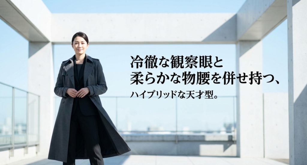 左右の脳を使い分ける天才型の思考プロセスを示す画像。