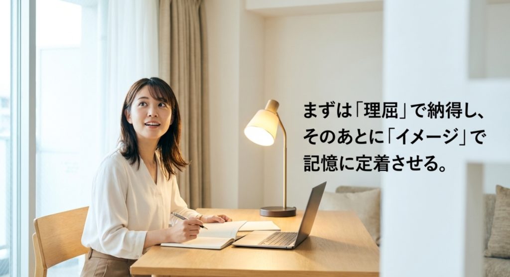効率的に知識を吸収するさう脳の勉強法を示す画像。