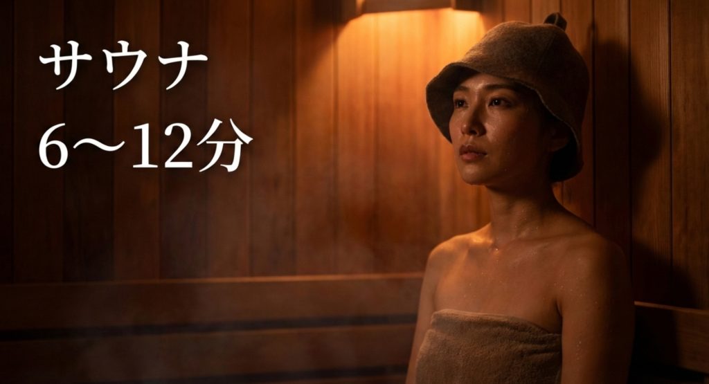 髪のダメージを防ぐサウナハットの活用と美容ケアを示す画像。