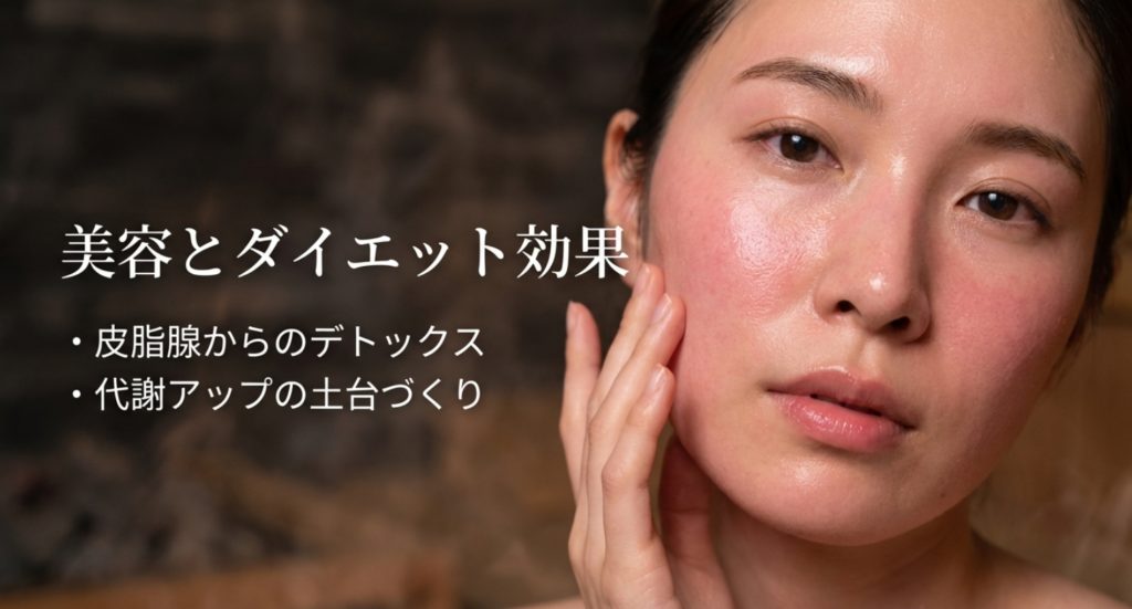 デトックスとダイエット効果を最大化する入浴法を示す画像。