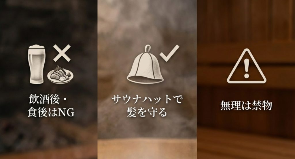 まとめとして知っておきたいサウナと岩盤浴の順番を示す画像。
