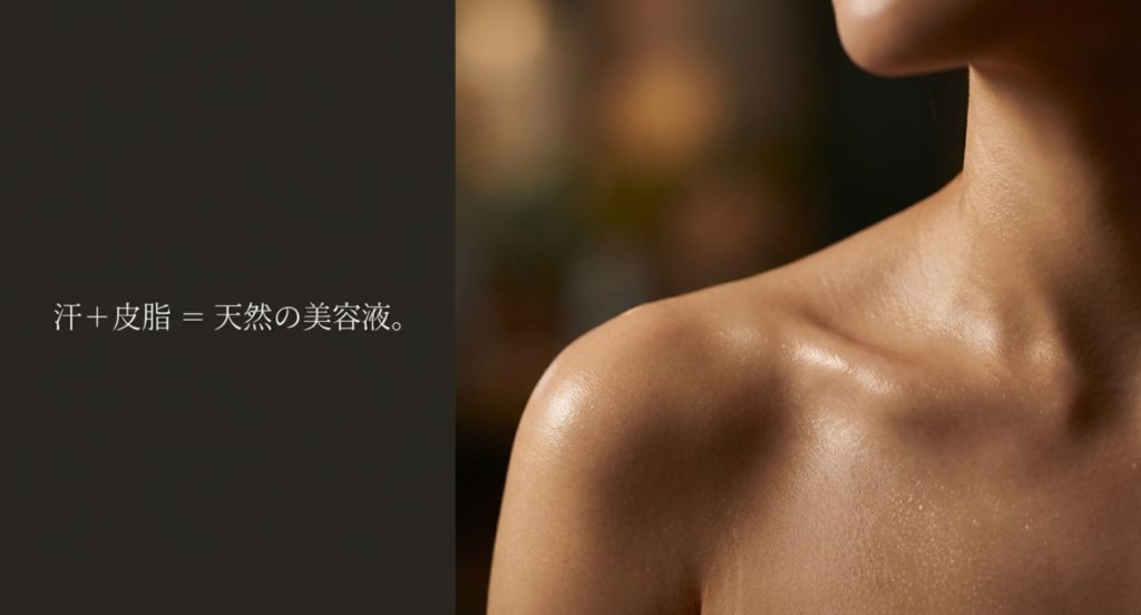 岩盤浴の汗は皮脂腺から出る特別なものかを示す画像。